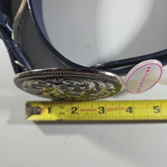 Leather Belt Ornate Silver tone Buckle Floral Embossing  women 2XL western - Picture 8 of 8